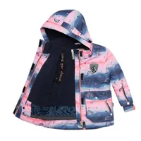 Printed Rainbow Two Piece Snowsuit Coral Pink And Navy Blue