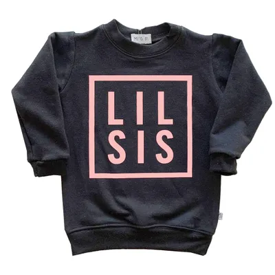 Lil Sis Sweatshirt - Black with Pink Writing
