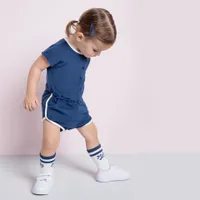 GIRLS BLEU TERRY CLOTH ROMPER