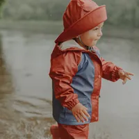 RUST AND BLUE WATERPROOF COAT POLYURETHANE, BABY