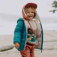 TURQUOISE QUILTED PUFFER COAT, BABY