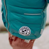 TURQUOISE QUILTED PUFFER COAT, BABY