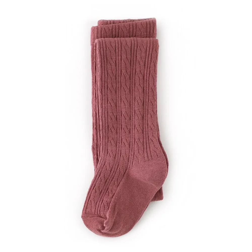 MAUVE ROSE CABLE KNIT TIGHTS