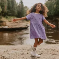 PURPLE DRESS WITH HEARTS SOFT JERSEY, CHILD