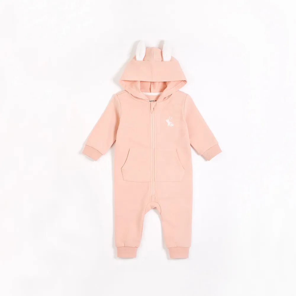 Baby Bunny Hooded Light Pink Playsuit