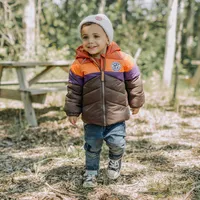 COLOR BLOCK PUFFER COAT, BABY UNISEX