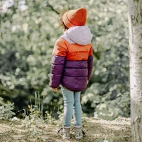 PURPLE PUFFER COAT WITH COLOR BLOCK