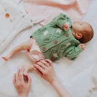 GREEN KNITTED CARDIGAN, NEWBORN