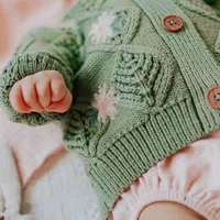 GREEN KNITTED CARDIGAN, NEWBORN