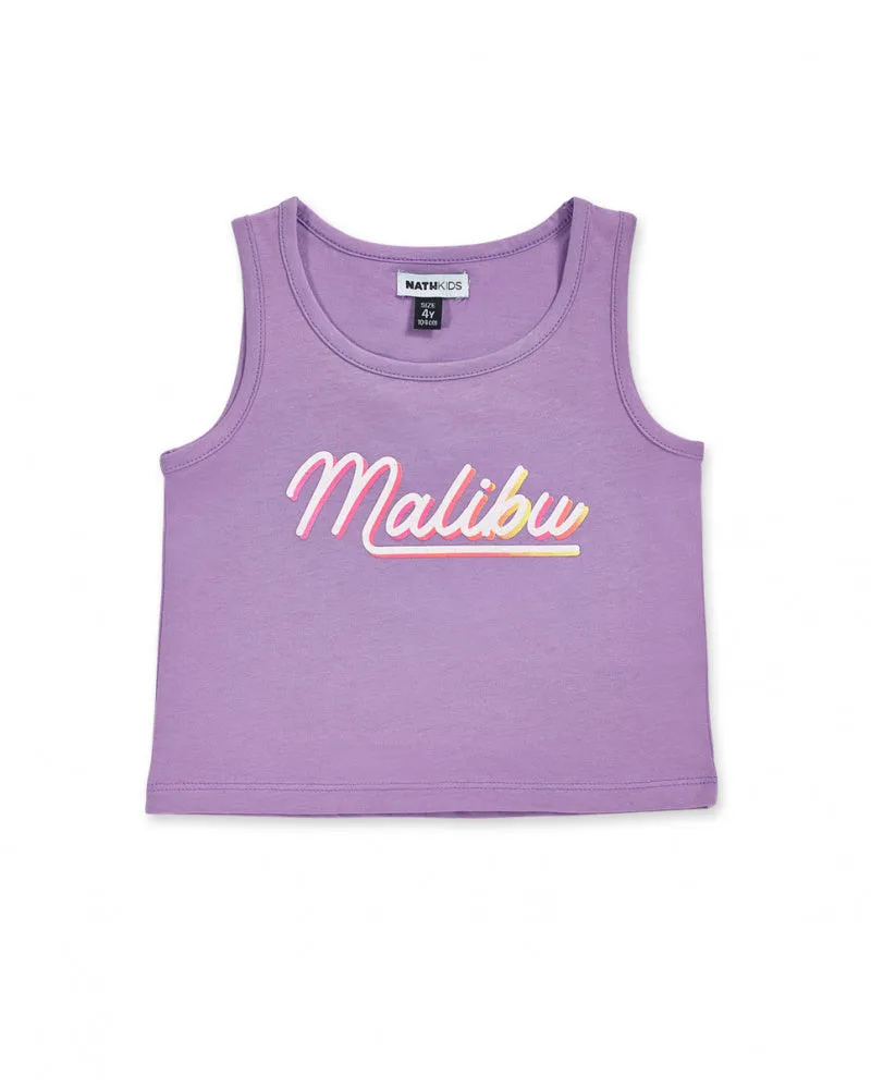 Purple knit tank top for girl Paradiso beach