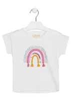 Rainbow Print and Sequins Short Sleeve T-Shirt, Child
