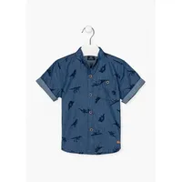 Short Sleeve Shirt Denim Chambray Dino Print, Child