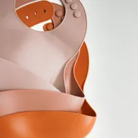 Silicone Feeding Bib in Apricot Cream