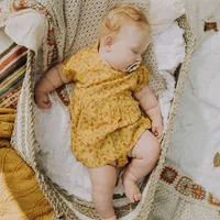 YELLOW FLOWERY DRESS VISCOSE WITH BLOOMER, NEWBORN