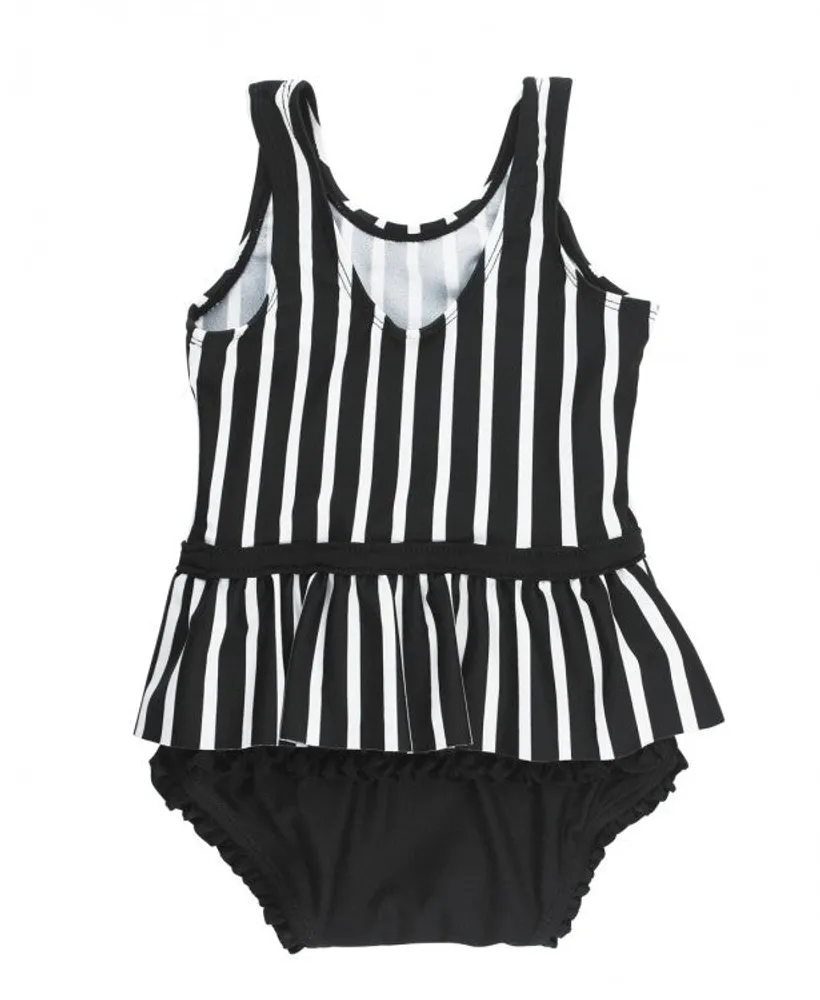 Black & White Stripe Skirted One Piece