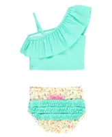 Confetti Beach Island Blue Ruffle Tankini