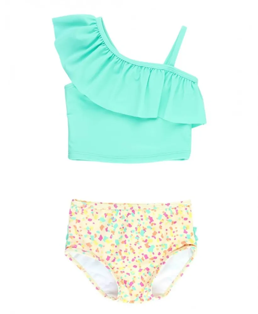 Confetti Beach Island Blue Ruffle Tankini