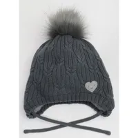 Girls Knit Faux Fur Pompom Teddy Lined Hat (Multiple Colors)