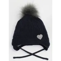 Girls Knit Faux Fur Pompom Teddy Lined Hat (Multiple Colors)