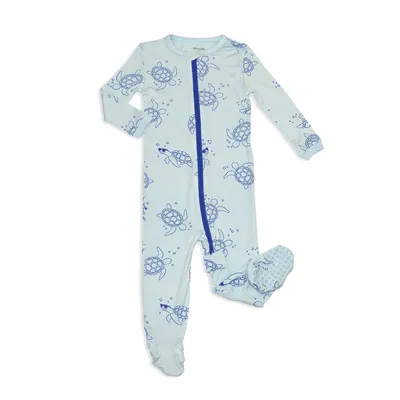 Bamboo Zip-up Footed Sleeper (Sea Turtle Print)