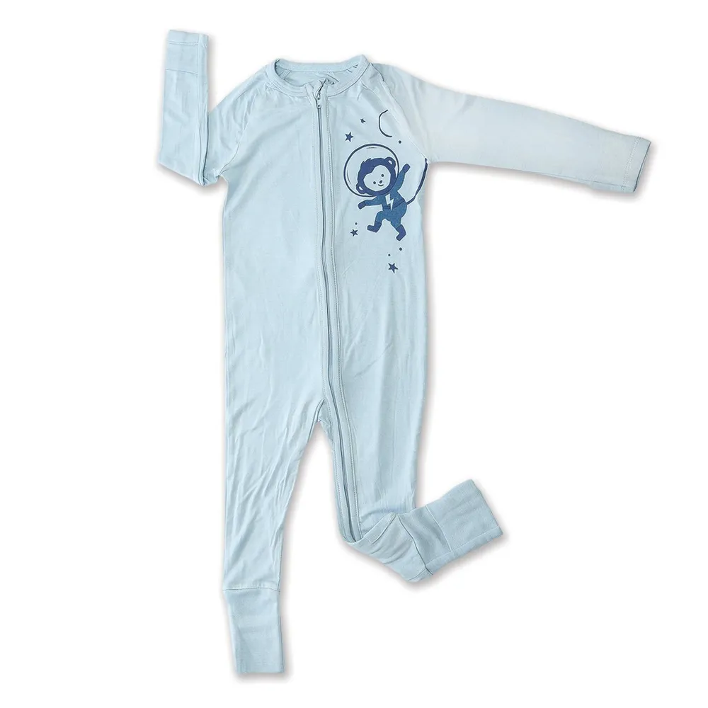 Bamboo Two-way Zipper Romper (Baby Blue)