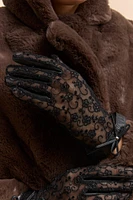 Lace and leather gloves