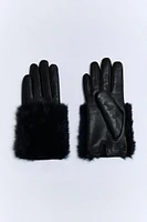 Leather gloves with fur