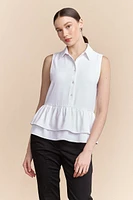 Sleeveless blouse with frills