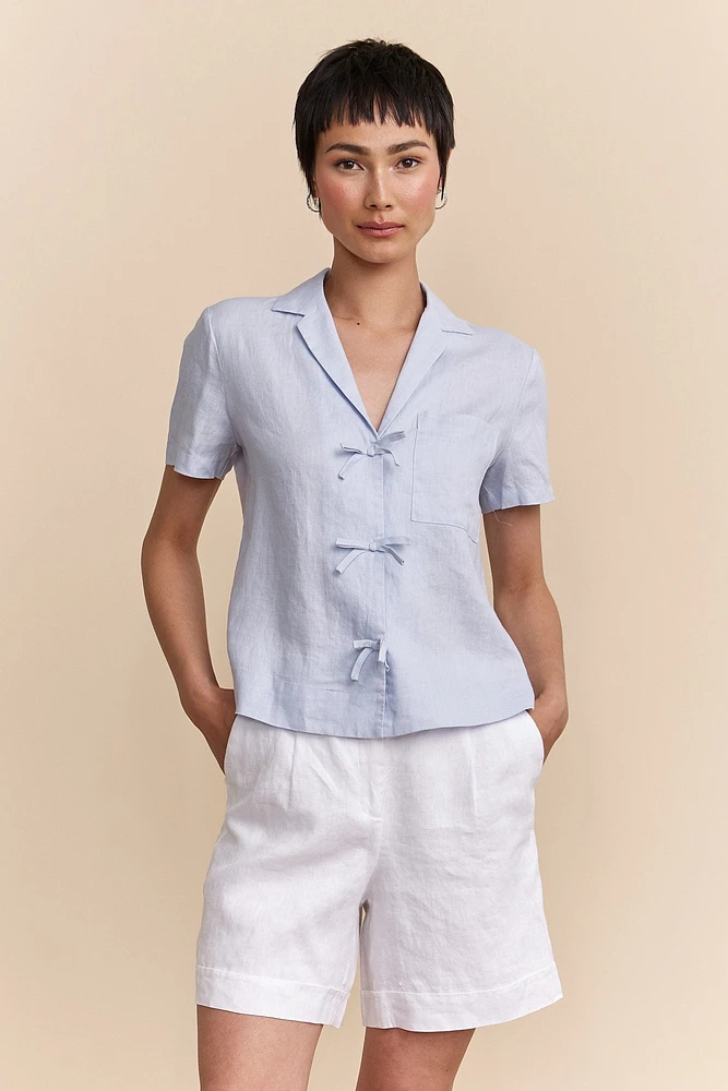 Short sleeve linen shirt