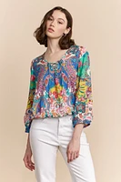 Blouse lacée à imprimé paisley