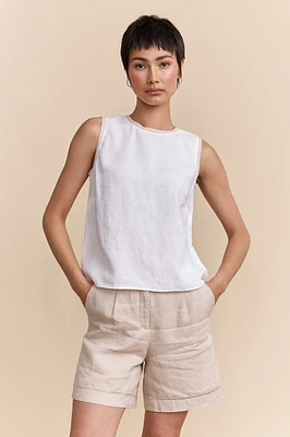 Sleeveless linen top