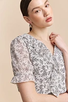 Blouse à imprimé floral avec volants