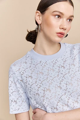 Lace boxy short sleeve top