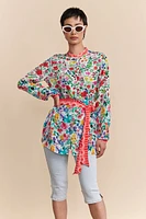 Printed blouse with sash