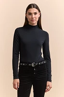 Long sleeve mock neck top with beading