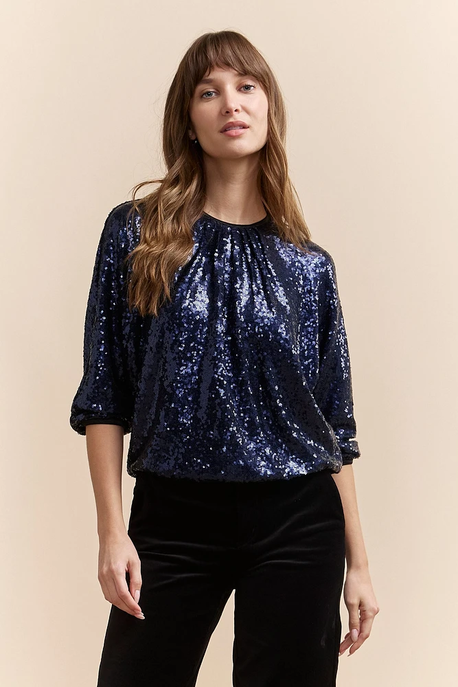 Sequined dropped shoulder top