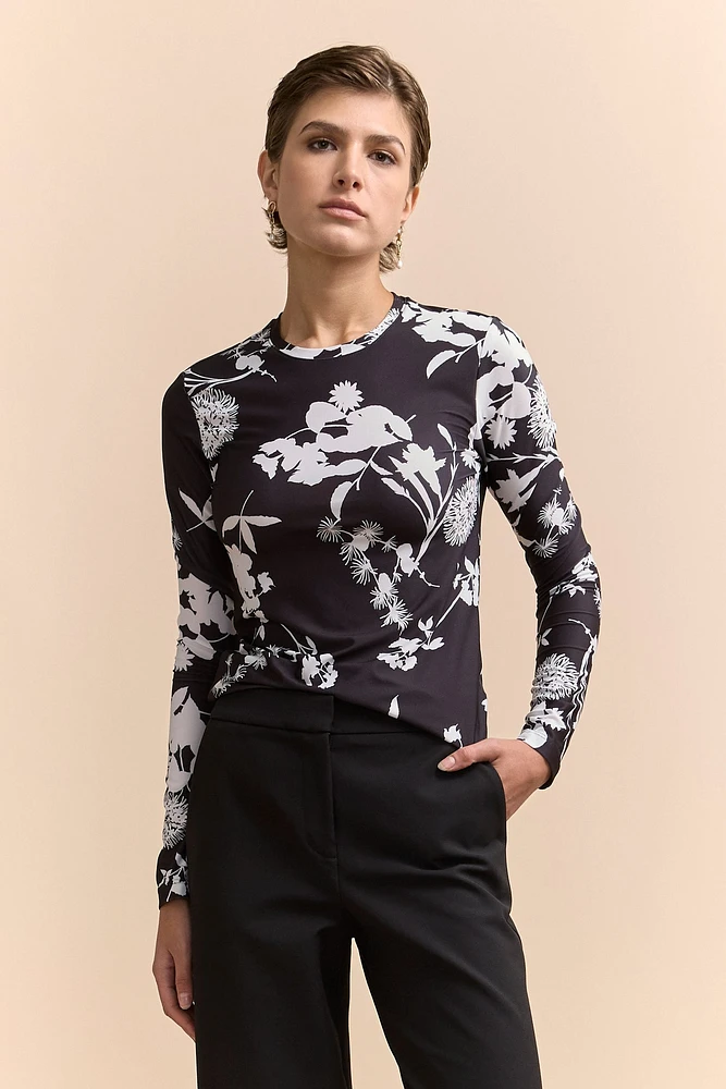 Printed long sleeve top