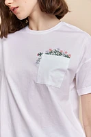 T-shirt avec broderie de fleurs