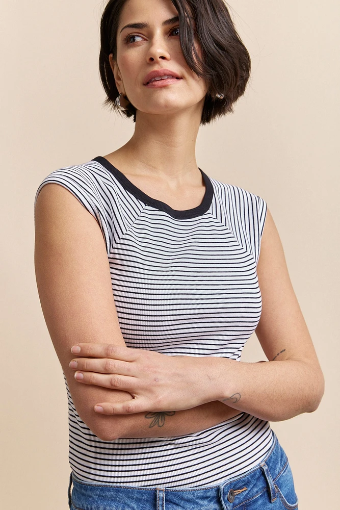Striped rib t-shirt