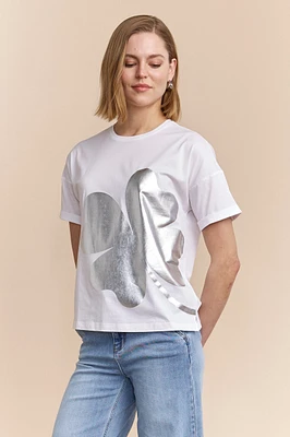 Silver print boyfriend fit t-shirt