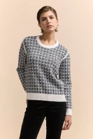 Reversible textured crew neck sweater