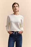 Textured sweater with drawstring