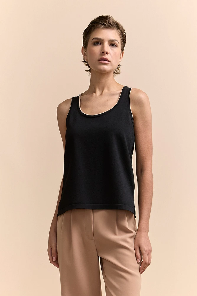 Sleeveless top with sheer back