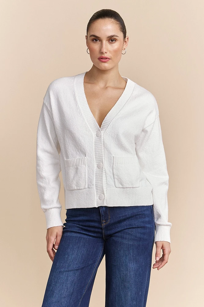 Oversized boucle cotton cardigan