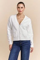 Oversized boucle cotton cardigan