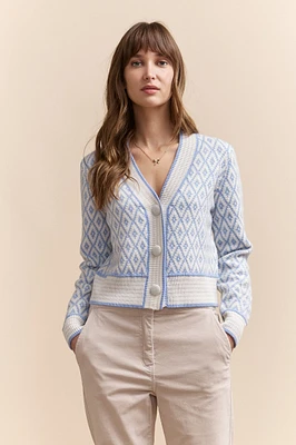 Cardigan with geometric design