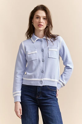 Point-collar cardigan