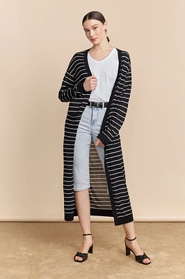 Cardigan long à rayures