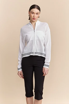 Mesh cardigan with zip