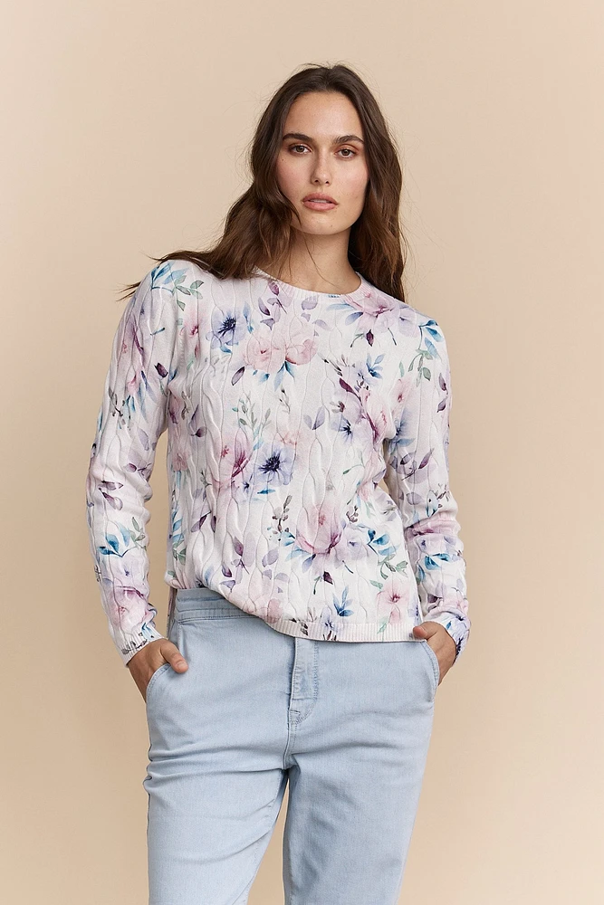 Printed crew neck sweater